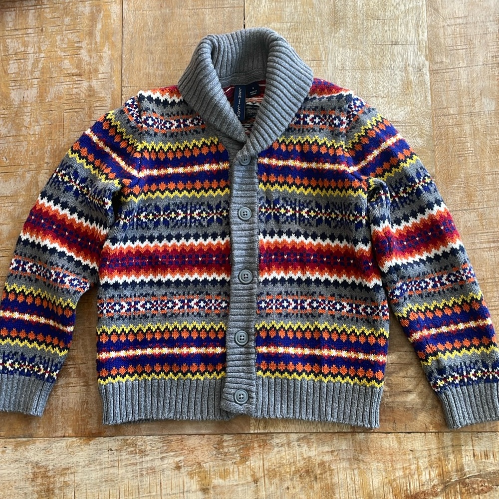 Janie and Jack Kids Shawl Collar Fair Isle Cardigan Size 4T